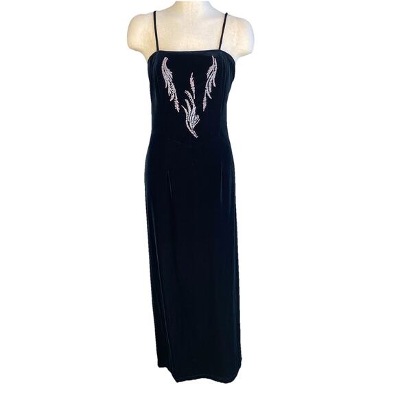 💚 Joseph Ribkoff Womens 10 Dark Green Velvet Embellished Evening Gown 💚 - Picture 1 of 13